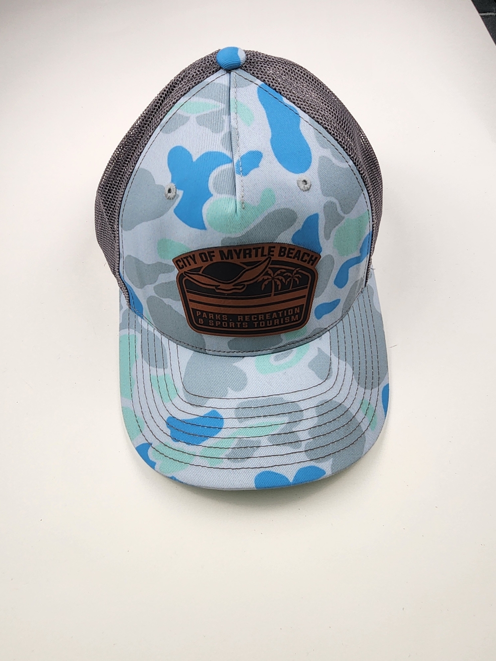 Richardson Myrtle Beach Trucker Hat | Blue Camo Mesh Snapback Cap